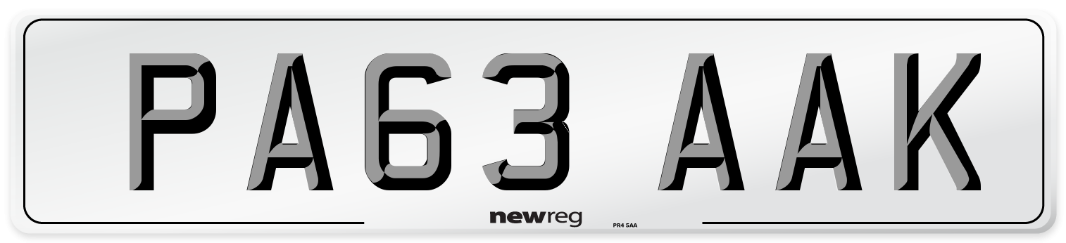 PA63 AAK Number Plate from New Reg